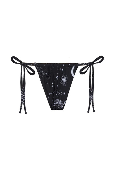 Space Babe Gezegen Ve Burç Baskılı Siyah Bikini Altı