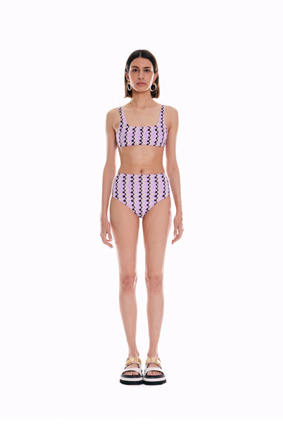 Sonic Adventure Geometrik Desenli Lila Bikini Üstü