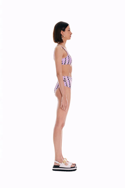 Sonic Adventure Geometrik Desenli Lila Bikini Üstü